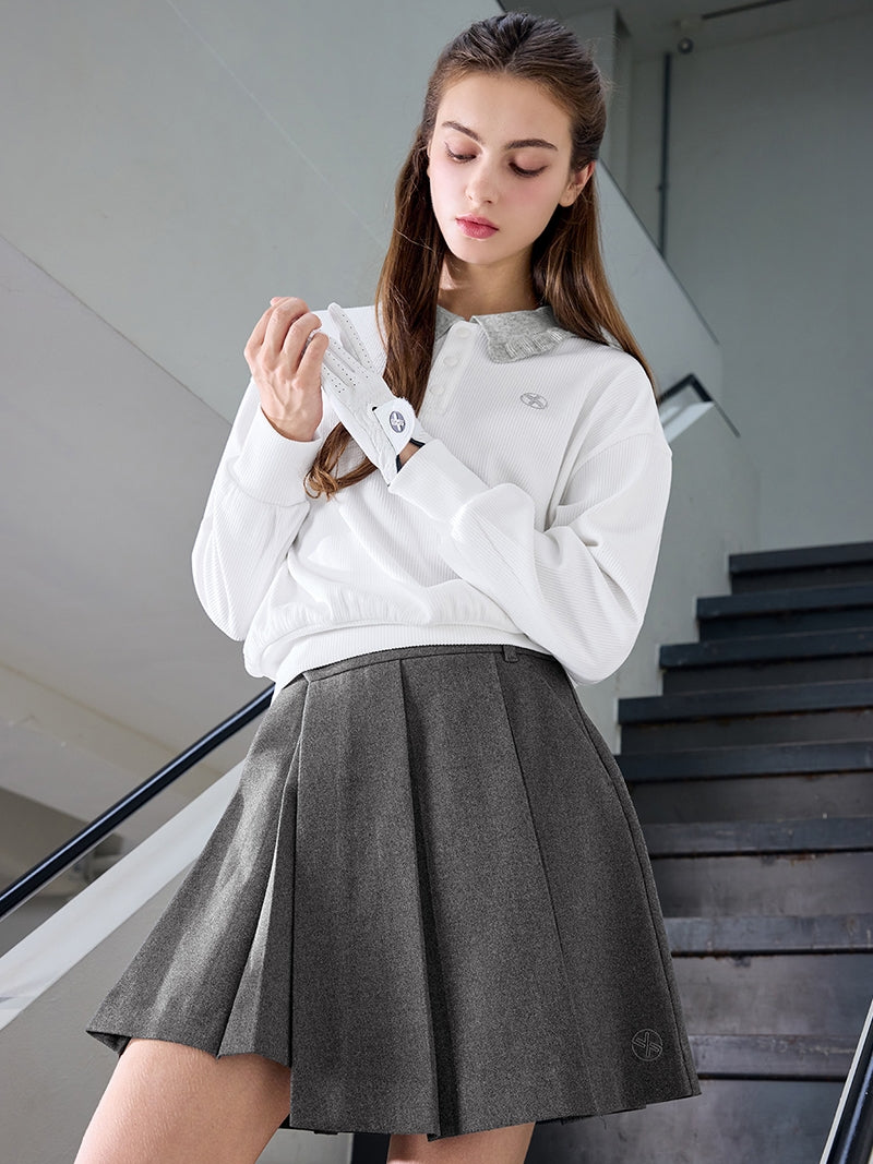 アシンメトリー プリーツ ラップスカート