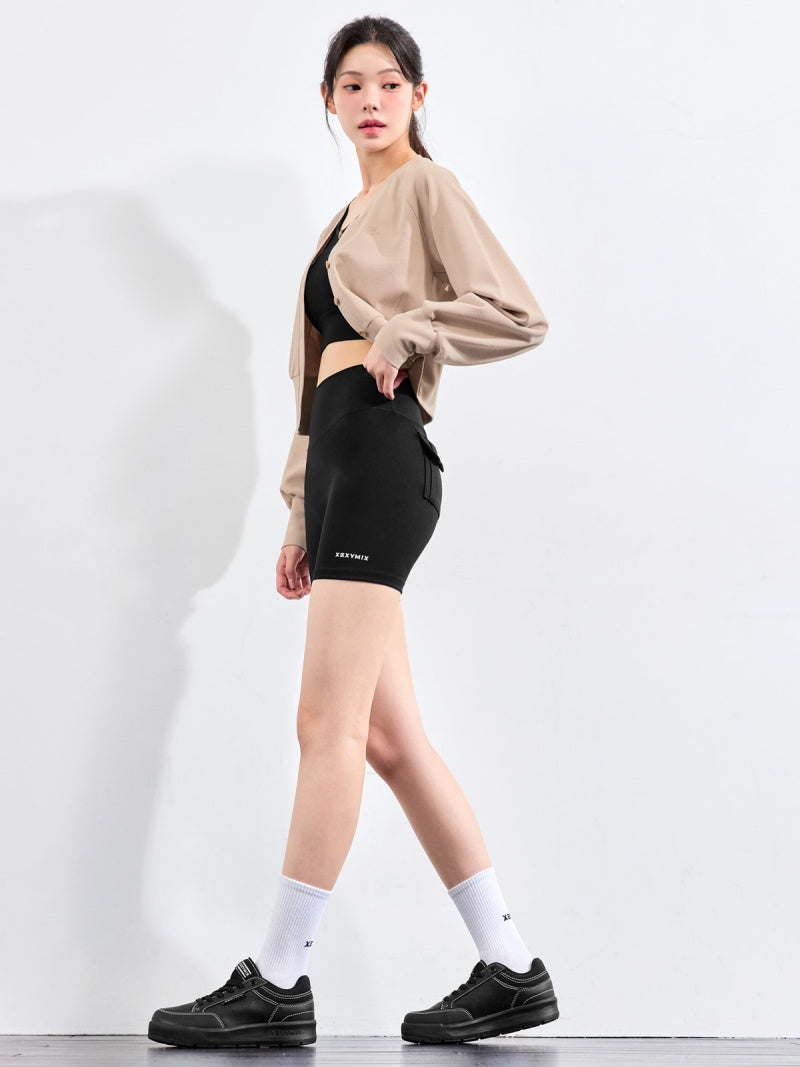 ワッフル地 ボリューム カーディガン