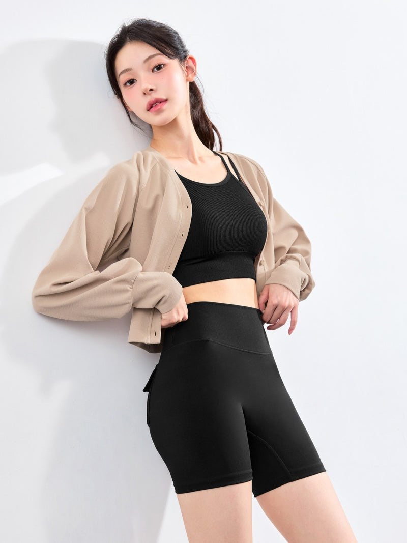 ワッフル地 ボリューム カーディガン