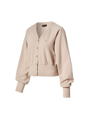 ワッフル地 ボリューム カーディガン