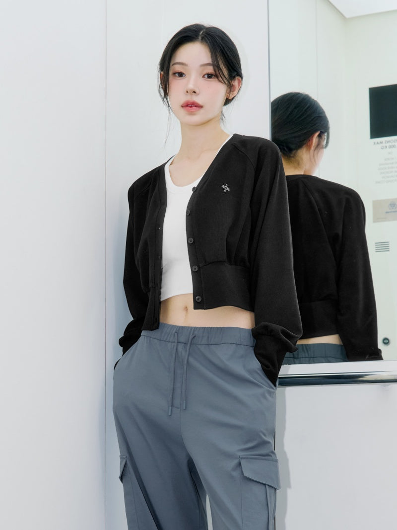 ワッフル地 ボリューム カーディガン