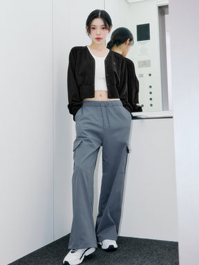 ワッフル地 ボリューム カーディガン