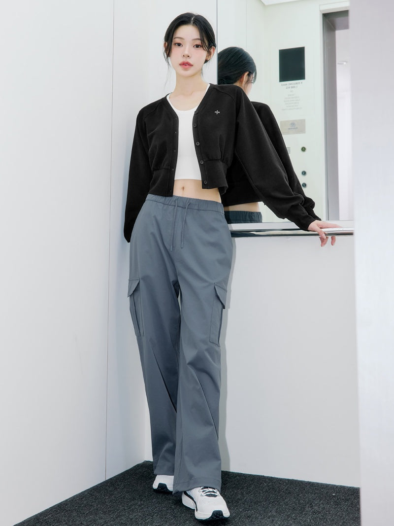 ワッフル地 ボリューム カーディガン