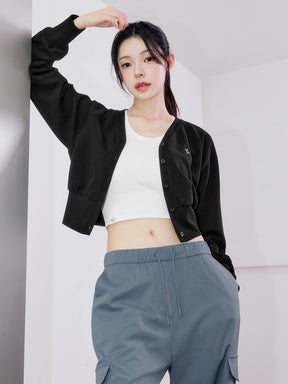 ワッフル地 ボリューム カーディガン