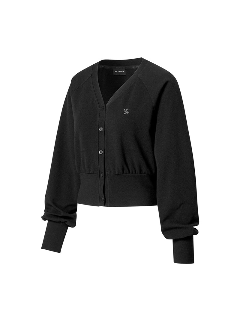 ワッフル地 ボリューム カーディガン