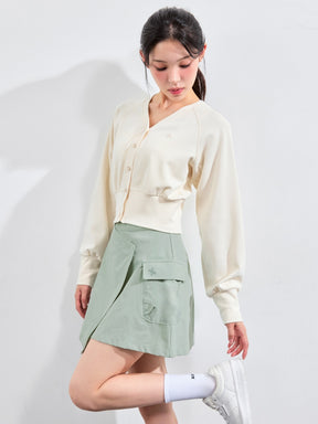 ワッフル地 ボリューム カーディガン