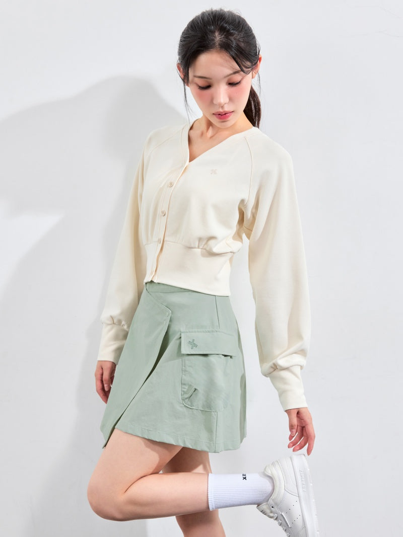 ワッフル地 ボリューム カーディガン