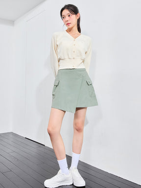 ワッフル地 ボリューム カーディガン