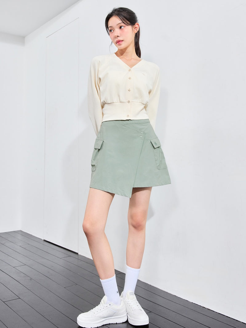 ワッフル地 ボリューム カーディガン