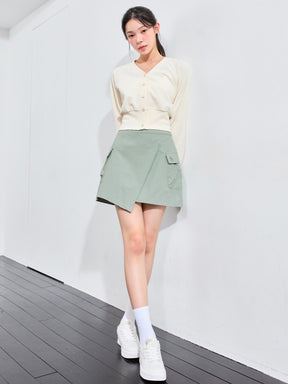 ワッフル地 ボリューム カーディガン