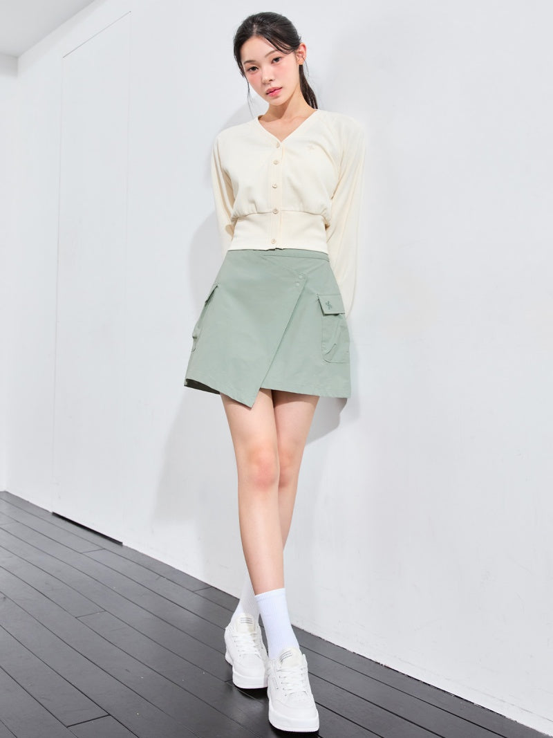 ワッフル地 ボリューム カーディガン