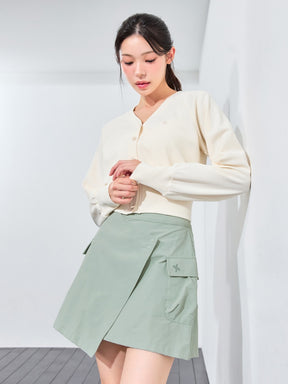 ワッフル地 ボリューム カーディガン