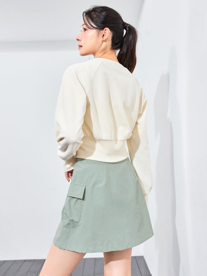 ワッフル地 ボリューム カーディガン