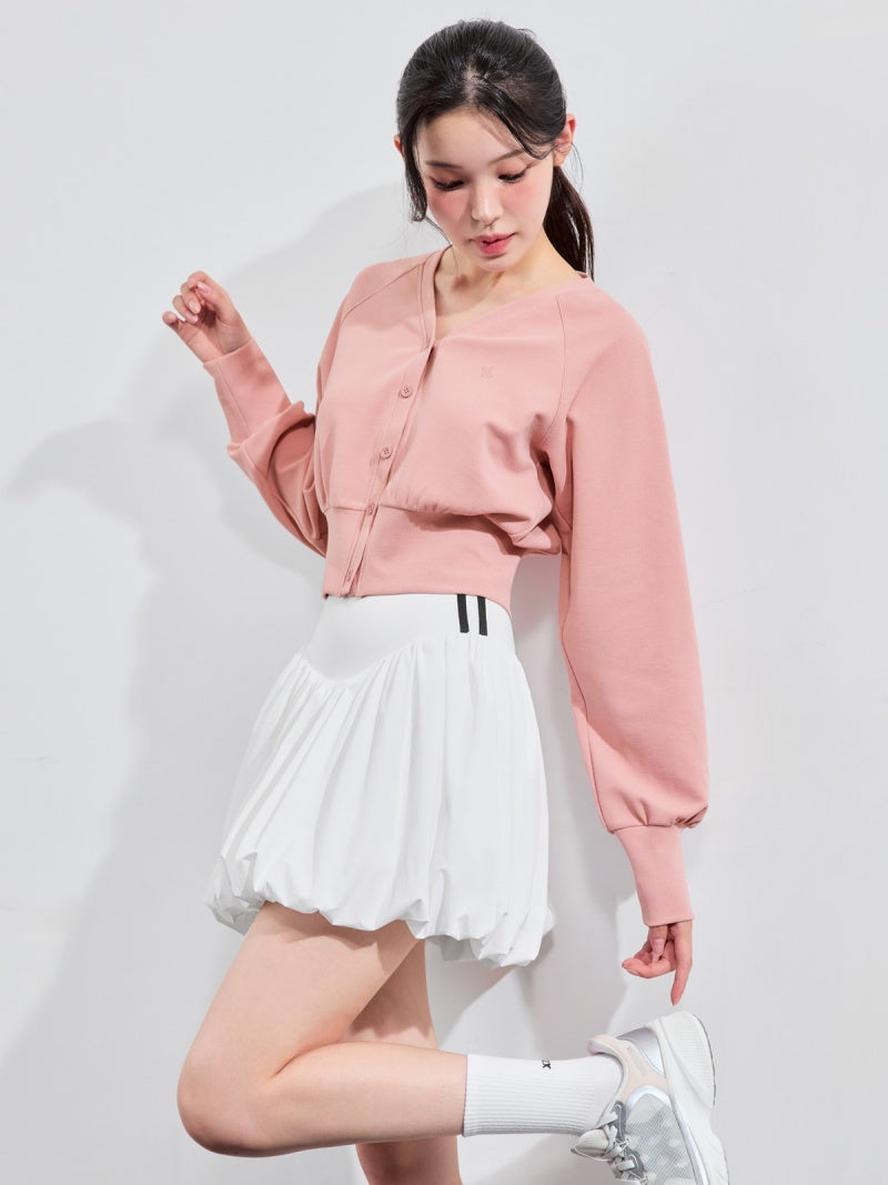 ワッフル地 ボリューム カーディガン