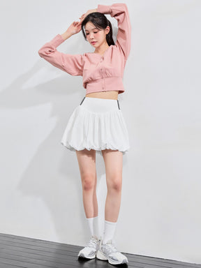 ワッフル地 ボリューム カーディガン