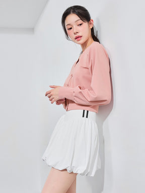 ワッフル地 ボリューム カーディガン