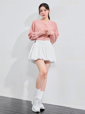 ワッフル地 ボリューム カーディガン