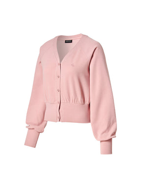 ワッフル地 ボリューム カーディガン