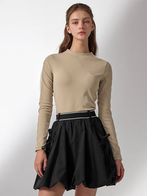 配色パイピング モックネック 長袖