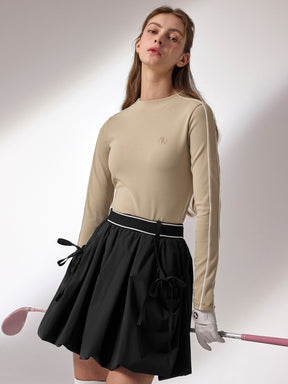 配色パイピング モックネック 長袖