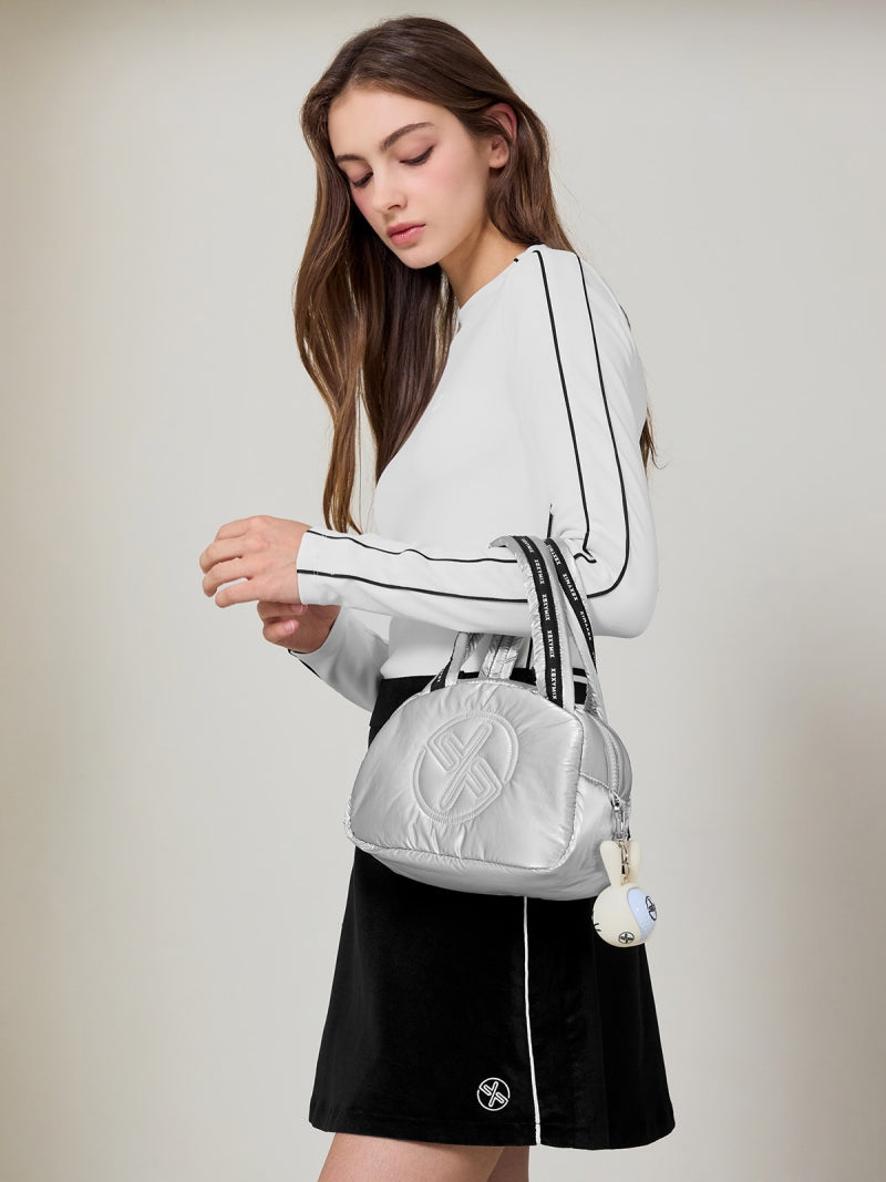 配色パイピング モックネック 長袖