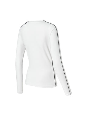 配色パイピング モックネック 長袖