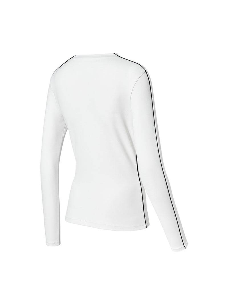 配色パイピング モックネック 長袖