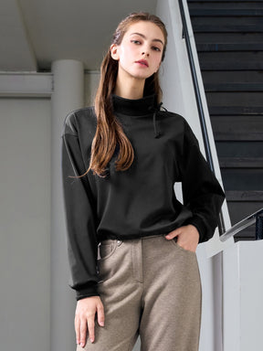 リボン付き ハイネック 長袖