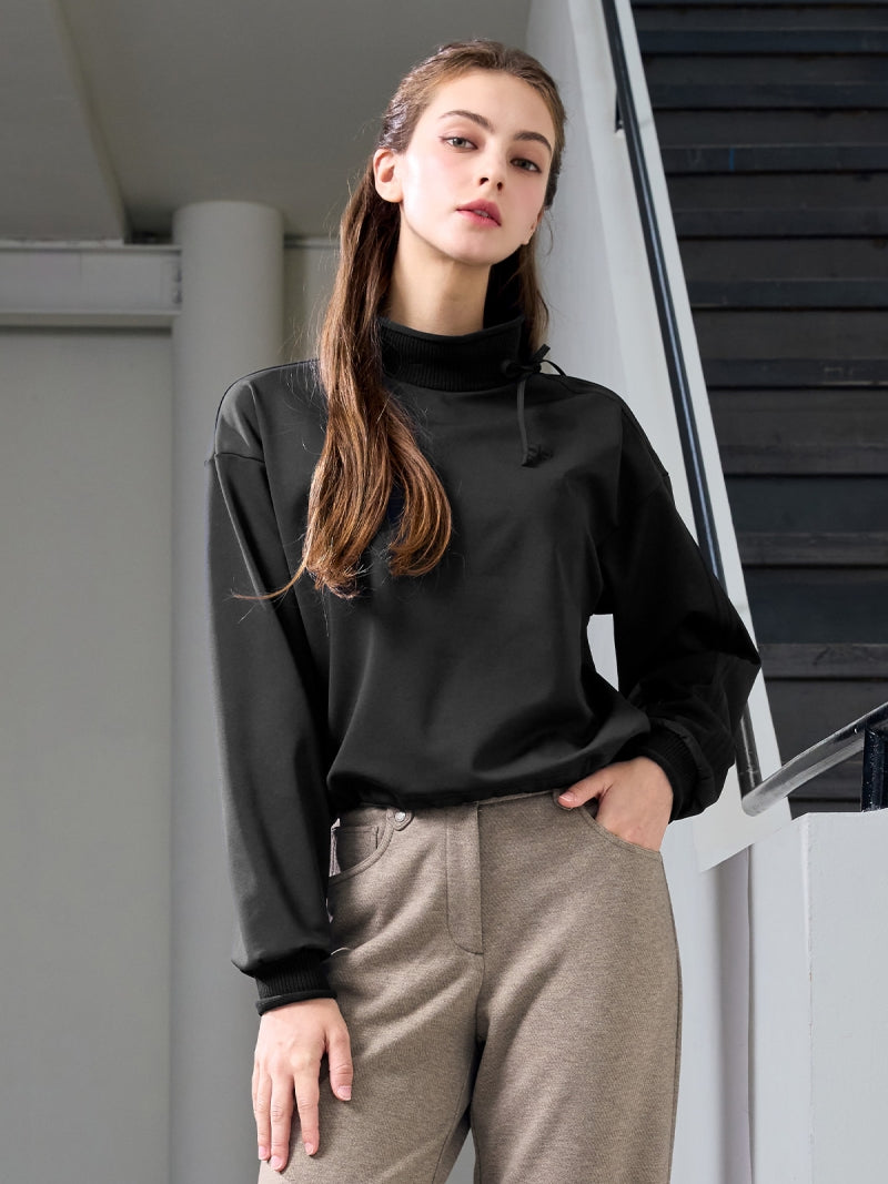 リボン付き ハイネック 長袖