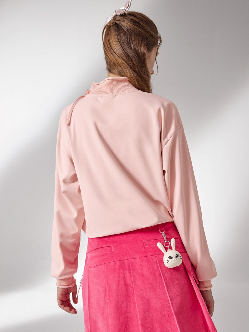 リボン付き ハイネック 長袖