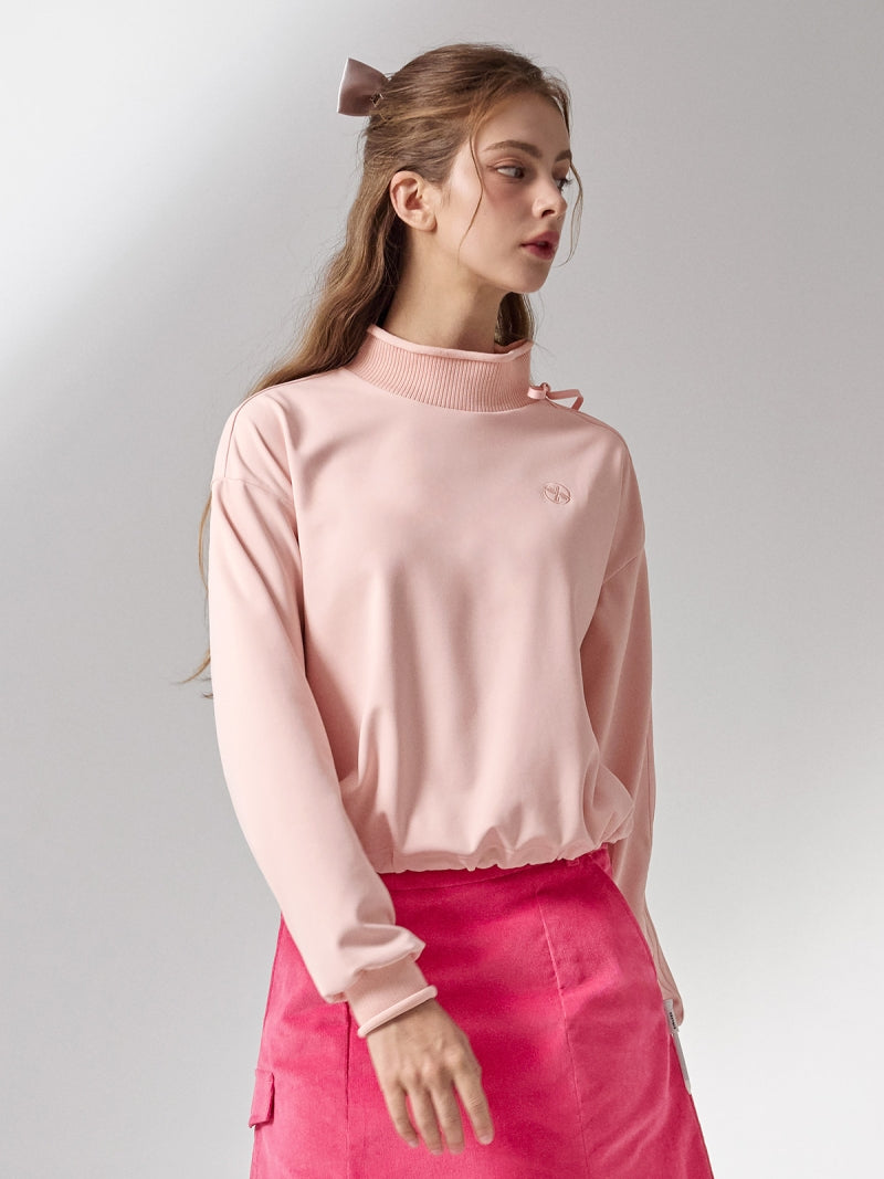 リボン付き ハイネック 長袖