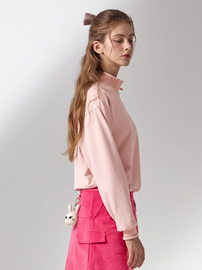 リボン付き ハイネック 長袖