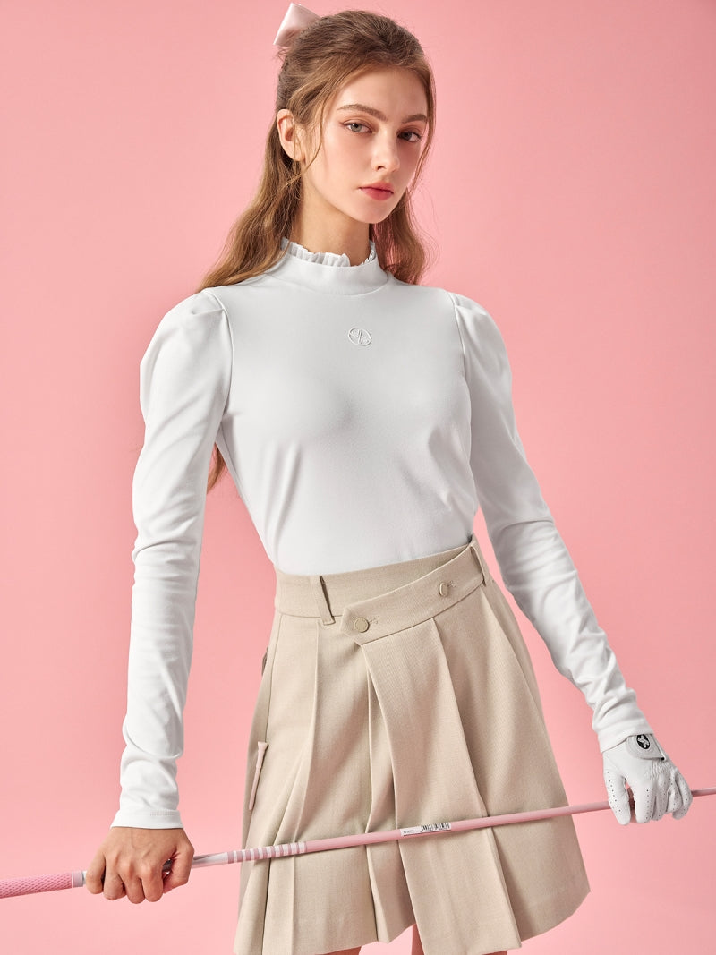 プリーツ モックネック 長袖