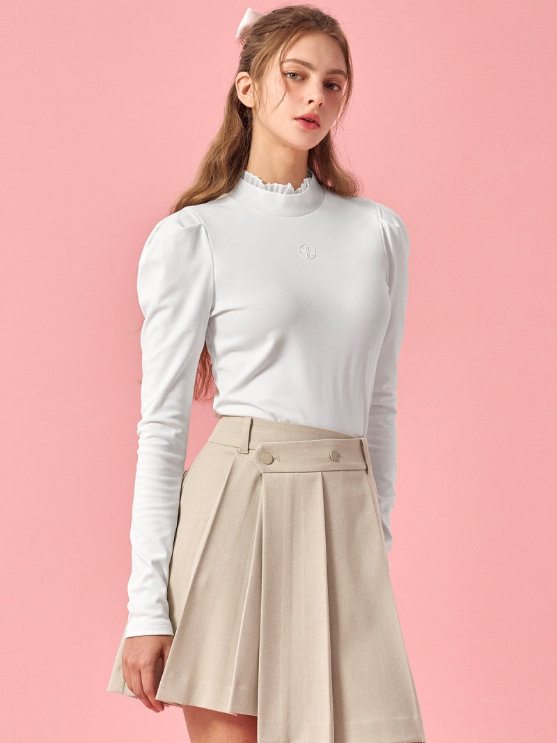 プリーツ モックネック 長袖