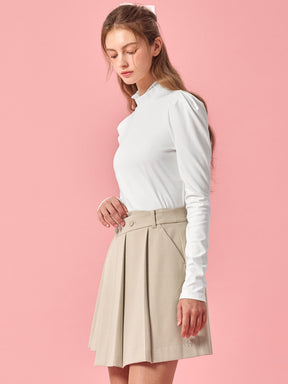 プリーツ モックネック 長袖