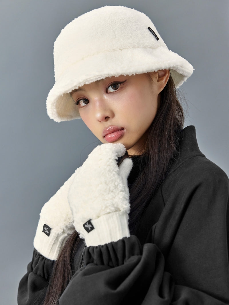 ソフトフリース ニット ミトン手袋