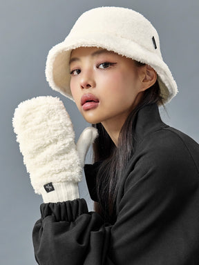 ソフトフリース ニット ミトン手袋