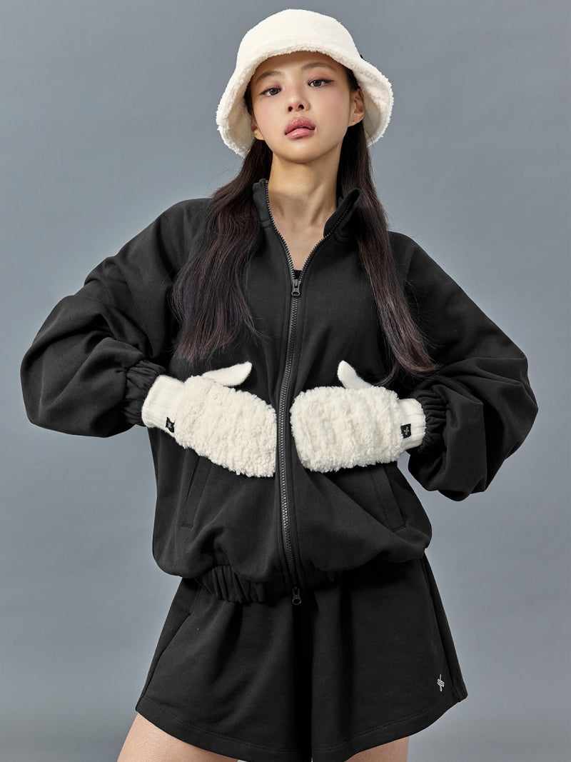 ソフトフリース ニット ミトン手袋