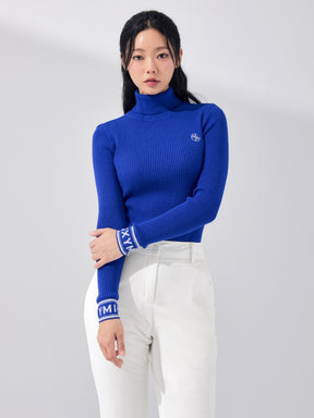 リブ編み タートルネック ニット