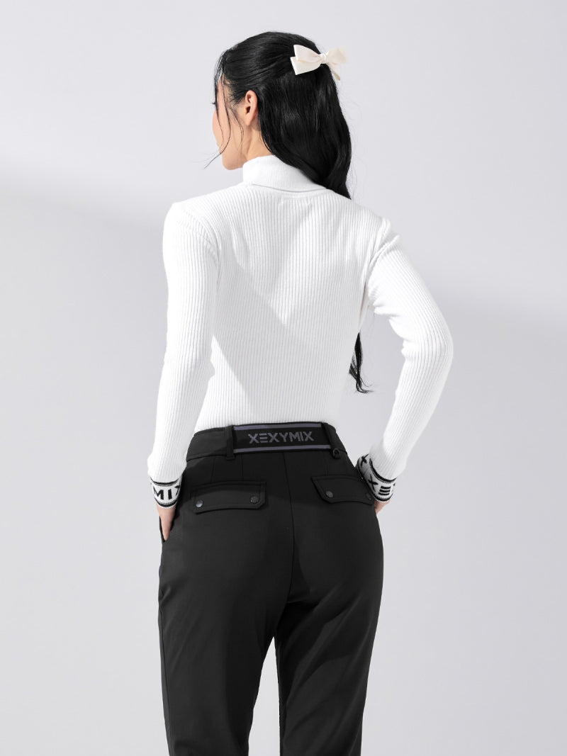 リブ編み タートルネック ニット