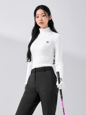 リブ編み タートルネック ニット