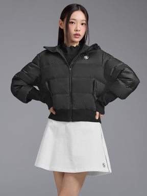 リブ袖 フード付き ダウンジャケット