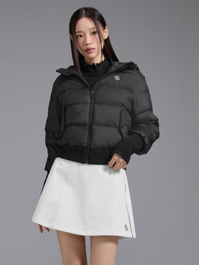 リブ袖 フード付き ダウンジャケット