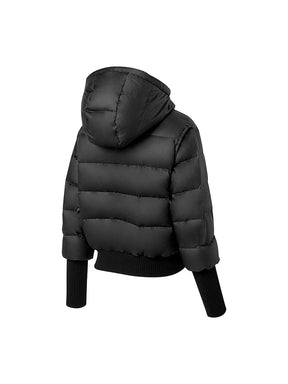 リブ袖 フード付き ダウンジャケット