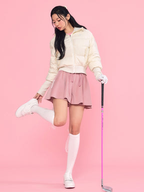 リブ袖 フード付き ダウンジャケット