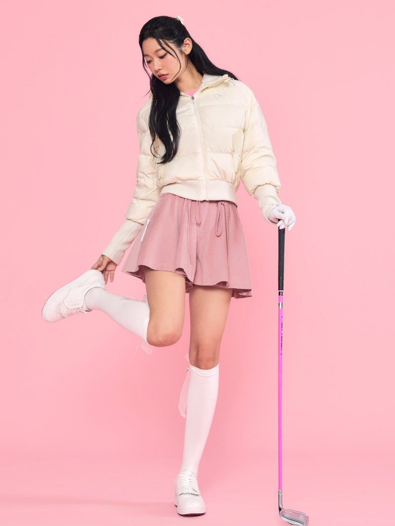 リブ袖 フード付き ダウンジャケット