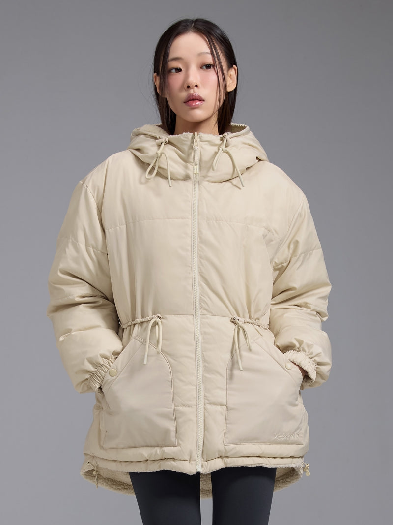 シェルパ 中綿入り リバーシブル フード付き ジャンパー