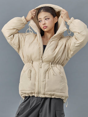 シェルパ 中綿入り リバーシブル フード付き ジャンパー