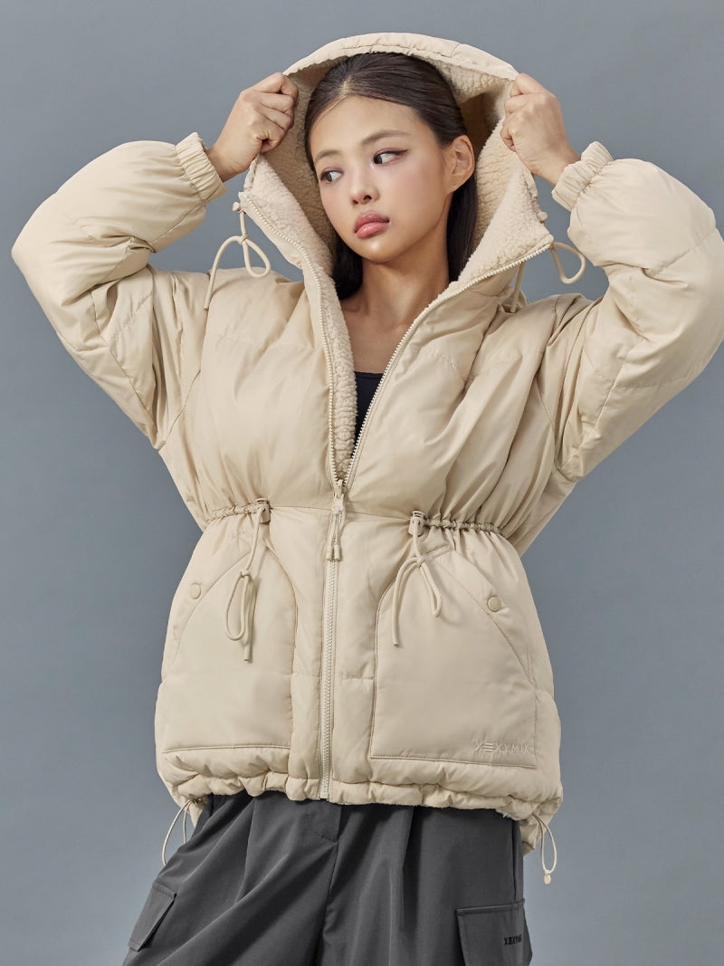 シェルパ 中綿入り リバーシブル フード付き ジャンパー