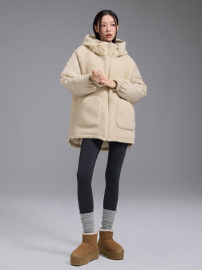 シェルパ 中綿入り リバーシブル フード付き ジャンパー